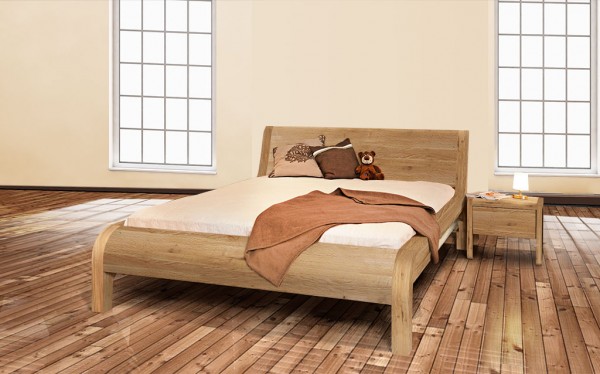 Massivholzbett Eiche metallfrei - FRANCES