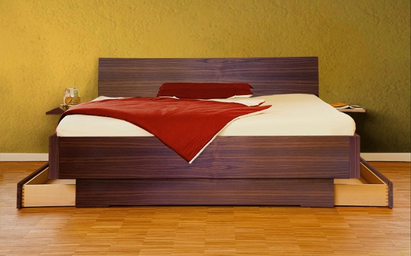 Massivholzbett Nussbaum metallfrei - FRI