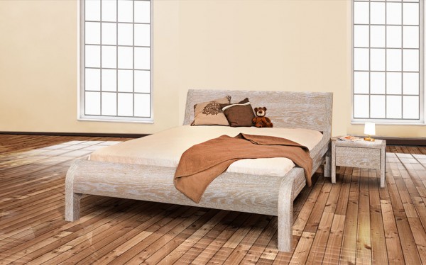 Massivholzbett Eiche Vintage metallfrei - FRANCES
