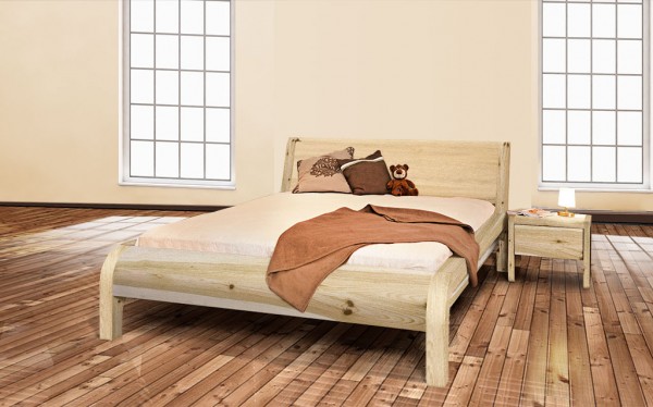 Massivholzbett Schwarzkiefer metallfrei - FRANCES