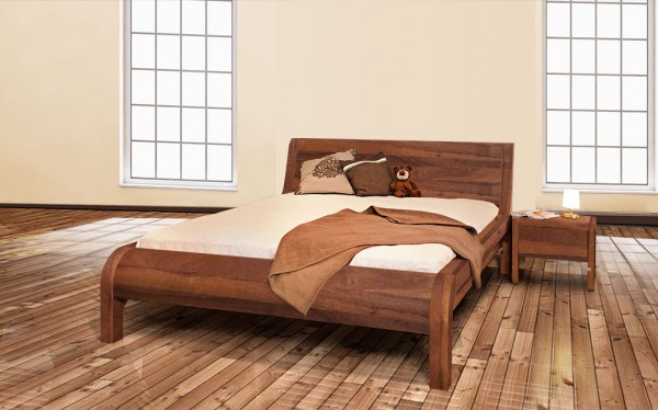 Massivholzbett Nussbaum metallfrei - FRANCES