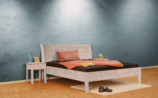 Massivholzbett Eiche Vintage metallfrei - HANNI