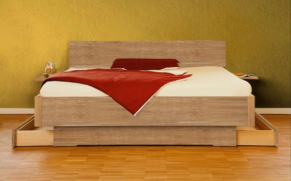 Massivholzbett Eiche metallfrei - FRI